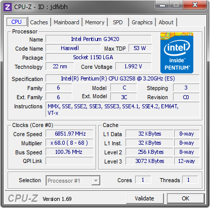 Intel Pentium 20週年紀念版處理器 G3258