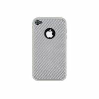 iPhone4 4S -碳纖紋路保護框-珍珠白