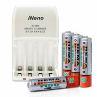 HEMA四號充電電池四入搭iNeno艾耐諾LED四插槽充電器
