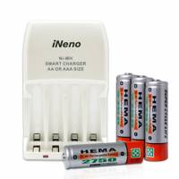 HEMA三號充電電池四入搭iNeno LED四插槽充電器