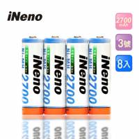 日本技研iNeno艾耐諾3號高容量鎳氫充電電池8入