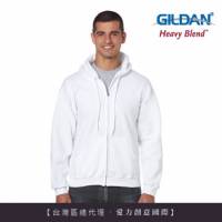 GILDAN 總代理-100 美國棉 連帽拉鍊素面長袖口袋外套 30N白色
