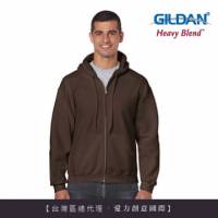GILDAN 總代理-100 美國棉 連帽拉鍊素面長袖口袋外套 105C深咖啡色