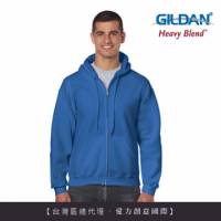 GILDAN 總代理-100 美國棉 連帽拉鍊素面長袖口袋外套 51C寶藍色
