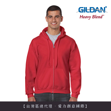GILDAN 總代理-100%美國棉 連帽拉鍊素面長袖口袋外套(40C紅色)