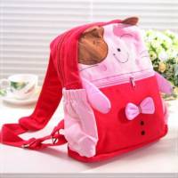 魔法Baby~日本風ＱＱ貓拼布雙肩背包 紅 粉紅 ~孩童 大人用品~時尚設計~f0078