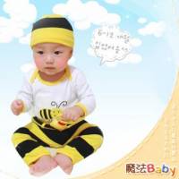 魔法Baby ~小蜜蜂造型三件組 帽子+連身衣+長褲 ~童裝~男女童裝~時尚設計童裝~k23558