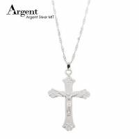 ARGENT 十字架系列 耶穌十字 純銀項鍊 電鍍白K金
