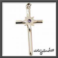ARGENT 十字架系列 八芒星 純銀項鍊 淺紫色鑽