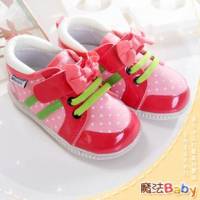魔法Baby~【KUKI酷奇】甜美系蝴蝶結草莓造型寶寶啾啾鞋~女童鞋~時尚設計童鞋~sh0941