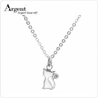 ARGENT 迷你系列 小貓咪 X 搭配白鑽 純銀項鍊