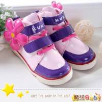 魔法Baby~【KUKI酷奇】亮面花朵造型趣味布鞋~女童鞋~時尚設計童鞋~sh0019