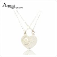 【ARGENT銀飾】情人對墜系列「愛戀情鎖」純銀項鍊 無染黑款 一對價