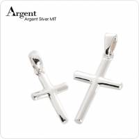 【ARGENT銀飾】情人對墜系列「圓柱十字架 中+小 」純銀項鍊 一對價