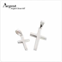 【ARGENT銀飾】情人對墜系列「方柱十字架 中+小 」純銀項鍊 一對價