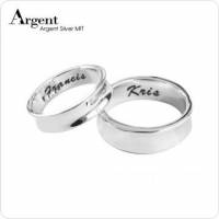 【ARGENT銀飾】客製化刻字-情人對戒系列「弧形-內圍刻字-英文版」純銀戒指 一對價
