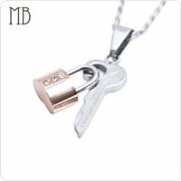 【MB流行鋼飾】造型系列「愛情鎖鑰」白鋼項鍊