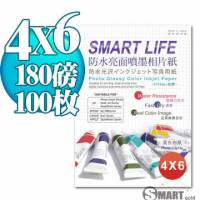 日本進口 Smart Life 防水亮面噴墨相片紙 4X6 180磅 100張