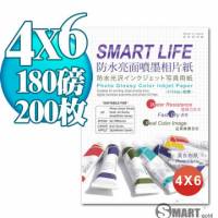 日本進口 Smart Life 防水亮面噴墨相片紙 4X6 180磅 200張