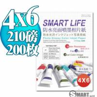 日本進口 Smart Life 防水亮面噴墨相片紙 4X6 210磅 200張