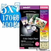 日本進口 color Jet 防水亮面噴墨相片紙 5X7 170磅 100張