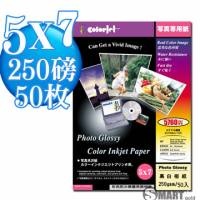 日本進口 color Jet 防水亮面噴墨相片紙 5X7 250磅 50張