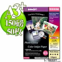 日本進口 color Jet 防水亮面噴墨相片紙 A3+ 150磅 50張