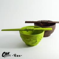 Can Republic 肯環保皺褶碗及筷組 兩套組 -咖啡+綠