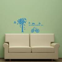 【Smart Design】創意無痕壁貼◆樹與腳踏車