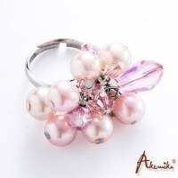 《Akemika》美夢泡泡 粉紅珍珠璀璨戒指-8號 *
