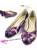《幸運之花》淑女款~羅馬漆皮露趾楔型跟鞋~魅力紫
