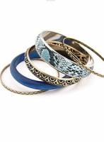 《完美比例》復古蛇紋木質多層手鐲 藍色