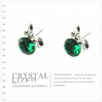 新光飾品‧綠色魅影蘋果水晶耳環 EH88083