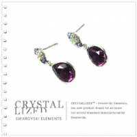 新光飾品‧紫色魅影水滴形水晶耳環 EH88080
