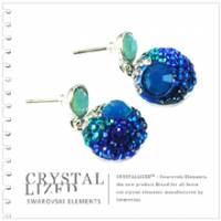新光飾品‧藍色妖姬圓形水晶耳環 EH88082