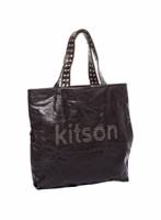 《kitson》金屬扣眼皮質托特包 BLACK