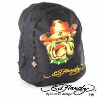 《ED Hardy》印刷警長狗王雙層中背包黑色款