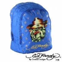 《ED Hardy》印刷警長狗王雙層小背包藍色款