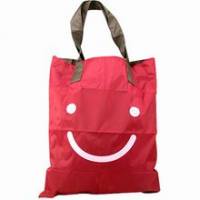 《iSFun》可愛笑臉＊環保摺疊式購物袋-酒紅