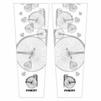 FUNCITY 抗UV氣網型彩色袖套- 復古腳踏車-白
