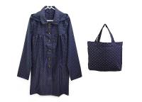 時尚風衣款雨衣-日本水玉 藍