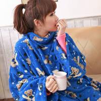 【床之戀】超值3入台灣精製-美式超舒柔多用途加大保暖袖毯 冷氣毯-藍