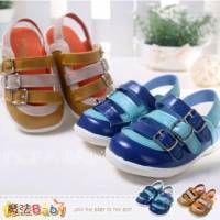 魔法Baby~【KUKI酷奇】真皮製造扣環飾涼鞋 寶寶鞋 男童鞋 藍.黃 ~sh2549
