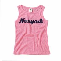 粉紅色-紐約字樣粉彩羅紋棉質背心