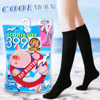 【日本小豬襪】CoolMax階段式著壓美腿襪 黑色