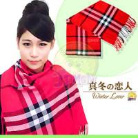 【CrystalCandy】桃紅菱格紋圍巾