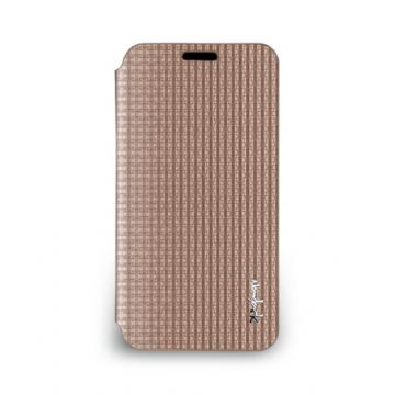 Galaxy S5- 絲光格紋皮套- 玫瑰金