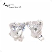 【ARGENT銀飾】單鑽系列「純銀-白心鑽」純銀耳環