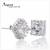 【ARGENT銀飾】單鑽系列「白K金-方鑽-皇冠耳環」純銀耳環