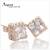 【ARGENT銀飾】單鑽系列「玫瑰金-方鑽-皇冠耳環」純銀耳環